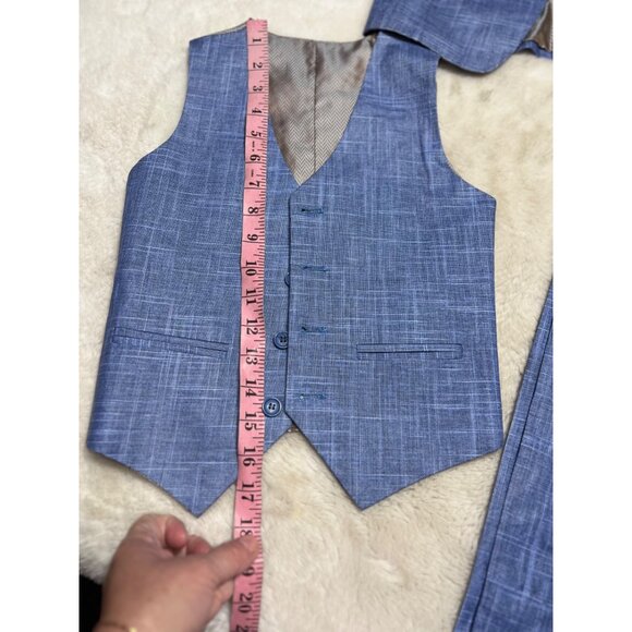 Marvelous Kids Boys Suit Set 3-Piece With Jacket Vest & Pants Size 6 Blue Plaid - Picture 13 of 15